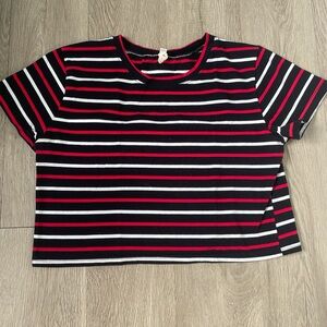 Striped Black and Red Crop Top